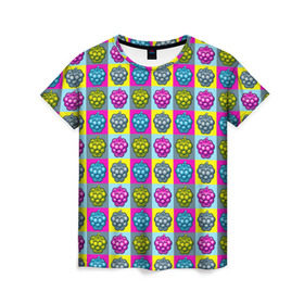 Женская футболка 3D с принтом POP ART , 100% полиэфир ( синтетическое хлопкоподобное полотно) | прямой крой, круглый вырез горловины, длина до линии бедер | popart | малина | поп арт | ягоды
