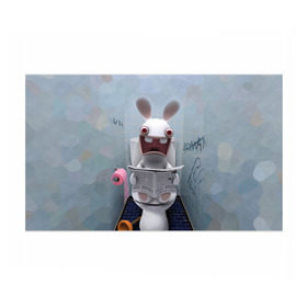 Бумага для упаковки 3D с принтом Кролик с газетой , пластик и полированная сталь | круглая форма, металлическое крепление в виде кольца | Тематика изображения на принте: rabbids | вантуз | горшок | зайцы засранцы | заяц | туалет