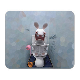 Коврик прямоугольный с принтом Кролик с газетой , натуральный каучук | размер 230 х 185 мм; запечатка лицевой стороны | rabbids | вантуз | горшок | зайцы засранцы | заяц | туалет