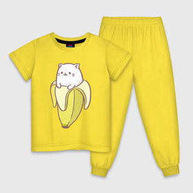 Детская пижама хлопок с принтом Бананька , 100% хлопок |  брюки и футболка прямого кроя, без карманов, на брюках мягкая резинка на поясе и по низу штанин
 | Тематика изображения на принте: бананька