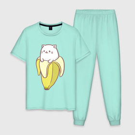 Мужская пижама хлопок с принтом Бананька , 100% хлопок | брюки и футболка прямого кроя, без карманов, на брюках мягкая резинка на поясе и по низу штанин
 | Тематика изображения на принте: бананька