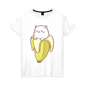 Женская футболка хлопок с принтом Бананька , 100% хлопок | прямой крой, круглый вырез горловины, длина до линии бедер, слегка спущенное плечо | бананька