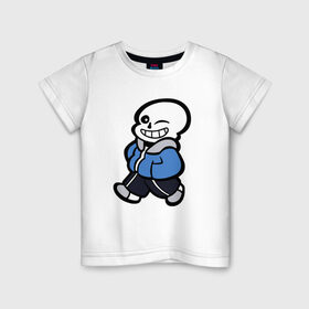 Детская футболка хлопок с принтом Sans , 100% хлопок | круглый вырез горловины, полуприлегающий силуэт, длина до линии бедер | Тематика изображения на принте: sans | undertale