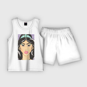 Детская пижама с шортами хлопок с принтом Принцесса Жасмин ,  |  | fashion | дизайнерские | для девушек | мультфильмы