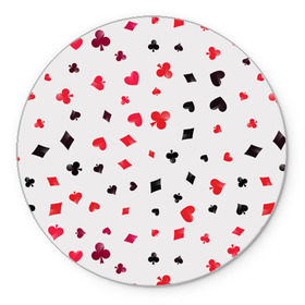 Коврик круглый с принтом Карточные масти , резина и полиэстер | круглая форма, изображение наносится на всю лицевую часть | бубны | казино | карты | крести | пики | покер | туз | червы