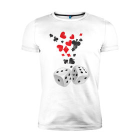 Мужская футболка премиум с принтом Игральные кости , 92% хлопок, 8% лайкра | приталенный силуэт, круглый вырез ворота, длина до линии бедра, короткий рукав | бубны | казино | карты | кости | крести | пики | покер | туз | червы