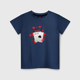Детская футболка хлопок с принтом Четыре туза , 100% хлопок | круглый вырез горловины, полуприлегающий силуэт, длина до линии бедер | казино | карты | покер | туз