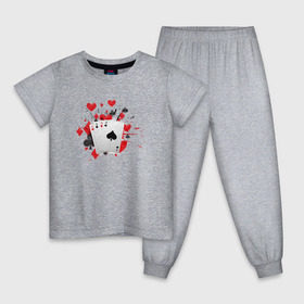 Детская пижама хлопок с принтом Четыре туза , 100% хлопок |  брюки и футболка прямого кроя, без карманов, на брюках мягкая резинка на поясе и по низу штанин
 | казино | карты | покер | туз
