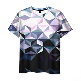 Мужская футболка 3D с принтом Lowpoly Pattern , 100% полиэфир | прямой крой, круглый вырез горловины, длина до линии бедер | polygon | абстракция | серый