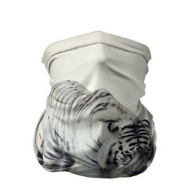 Бандана-труба 3D с принтом Белый тигр , 100% полиэстер, ткань с особыми свойствами — Activecool | плотность 150‒180 г/м2; хорошо тянется, но сохраняет форму | дикая кошка | природа | тигр | хищник