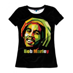 Женская футболка 3D с принтом Bob Marley , 100% полиэфир ( синтетическое хлопкоподобное полотно) | прямой крой, круглый вырез горловины, длина до линии бедер | боб марли | регги