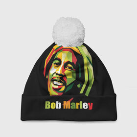 Шапка 3D c помпоном с принтом Bob Marley , 100% полиэстер | универсальный размер, печать по всей поверхности изделия | Тематика изображения на принте: боб марли | регги