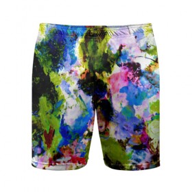 Мужские шорты 3D спортивные с принтом Абстракция цвета ,  |  | Тематика изображения на принте: масляные краски | разноцветные | яркие краски