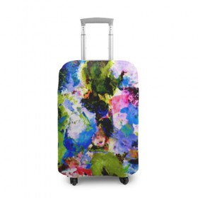 Чехол для чемодана 3D с принтом Абстракция цвета , 86% полиэфир, 14% спандекс | двустороннее нанесение принта, прорези для ручек и колес | масляные краски | разноцветные | яркие краски