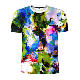 Мужская футболка 3D спортивная с принтом Абстракция цвета , 100% полиэстер с улучшенными характеристиками | приталенный силуэт, круглая горловина, широкие плечи, сужается к линии бедра | масляные краски | разноцветные | яркие краски