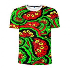 Мужская футболка 3D спортивная с принтом Lishow , 100% полиэстер с улучшенными характеристиками | приталенный силуэт, круглая горловина, широкие плечи, сужается к линии бедра | Тематика изображения на принте: зеленый | красный | орнамент | этно | яркий