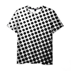 Мужская футболка 3D с принтом Белый в горошек , 100% полиэфир | прямой крой, круглый вырез горловины, длина до линии бедер | горошек | текстура | черный