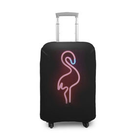 Чехол для чемодана 3D с принтом Светящийся фламинго , 86% полиэфир, 14% спандекс | двустороннее нанесение принта, прорези для ручек и колес | неон | птицы | фламинго