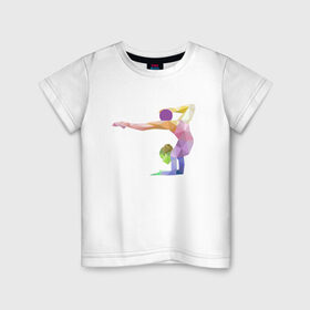 Детская футболка хлопок с принтом Гимнастка геометрия , 100% хлопок | круглый вырез горловины, полуприлегающий силуэт, длина до линии бедер | 