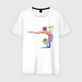 Мужская футболка хлопок с принтом Гимнастка геометрия , 100% хлопок | прямой крой, круглый вырез горловины, длина до линии бедер, слегка спущенное плечо. | 