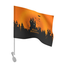 Флаг для автомобиля с принтом Halloween , 100% полиэстер | Размер: 30*21 см | cat | dark | halloween | вамп | вампир | ведьма | готика | кот | кошка | магия | ночь | тыква | хэллоуин