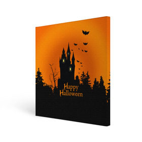 Холст квадратный с принтом Halloween , 100% ПВХ |  | cat | dark | halloween | вамп | вампир | ведьма | готика | кот | кошка | магия | ночь | тыква | хэллоуин