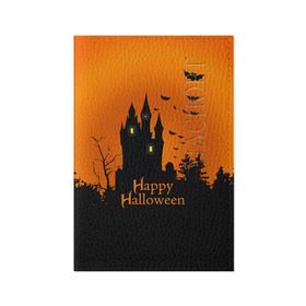 Обложка для паспорта матовая кожа с принтом Halloween , натуральная матовая кожа | размер 19,3 х 13,7 см; прозрачные пластиковые крепления | Тематика изображения на принте: cat | dark | halloween | вамп | вампир | ведьма | готика | кот | кошка | магия | ночь | тыква | хэллоуин