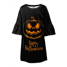 Детское платье 3D с принтом Halloween , 100% полиэстер | прямой силуэт, чуть расширенный к низу. Круглая горловина, на рукавах — воланы | cat | dark | halloween | вамп | вампир | ведьма | готика | кот | кошка | магия | ночь | тыква | хэллоуин