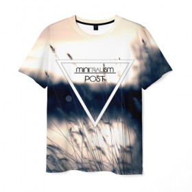 Мужская футболка 3D с принтом MINIMALISM POST#1 , 100% полиэфир | прямой крой, круглый вырез горловины, длина до линии бедер | minimalism | арт | блики. | другое | лес | минимализм | обои | поле | популярные | природа | туман | черно белое