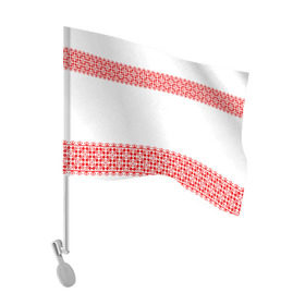 Флаг для автомобиля с принтом Славянский орнамент (на белом) , 100% полиэстер | Размер: 30*21 см | орнамент | россия | славяне | узор