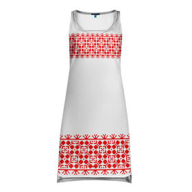 Платье-майка 3D с принтом Славянский орнамент (на белом) , 100% полиэстер | полуприлегающий силуэт, широкие бретели, круглый вырез горловины, удлиненный подол сзади. | орнамент | россия | славяне | узор