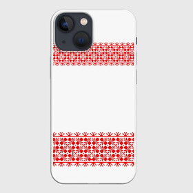Чехол для iPhone 13 mini с принтом Славянский орнамент (на белом) ,  |  | Тематика изображения на принте: орнамент | россия | славяне | узор