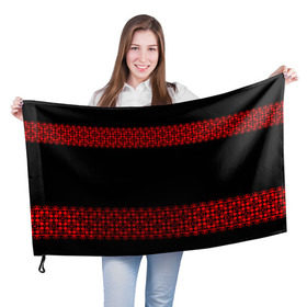 Флаг 3D с принтом Славянский орнамент (на чёрном) , 100% полиэстер | плотность ткани — 95 г/м2, размер — 67 х 109 см. Принт наносится с одной стороны | Тематика изображения на принте: орнамент | россия | славяне | узор