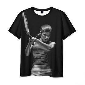 Мужская футболка 3D с принтом Всемирный теннис , 100% полиэфир | прямой крой, круглый вырез горловины, длина до линии бедер | мяч | новинки | ракетка | спорт | теннис | удар