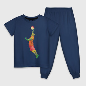Детская пижама хлопок с принтом Баскетболист 2 , 100% хлопок |  брюки и футболка прямого кроя, без карманов, на брюках мягкая резинка на поясе и по низу штанин
 | баскетбол | геометрия | мяч | спорт