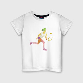 Детская футболка хлопок с принтом Теннис , 100% хлопок | круглый вырез горловины, полуприлегающий силуэт, длина до линии бедер | 