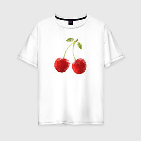 Женская футболка хлопок Oversize с принтом Вишенки , 100% хлопок | свободный крой, круглый ворот, спущенный рукав, длина до линии бедер
 | вишня | отдых | отпуск | тропик | фрукты | ягоды