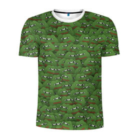Мужская футболка 3D спортивная с принтом Грустные лягушки , 100% полиэстер с улучшенными характеристиками | приталенный силуэт, круглая горловина, широкие плечи, сужается к линии бедра | Тематика изображения на принте: frog | mem | sad | мем