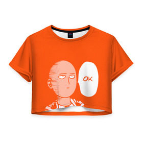 Женская футболка 3D укороченная с принтом One Punch Man , 100% полиэстер | круглая горловина, длина футболки до линии талии, рукава с отворотами | anime | one | one punch | one punch man | punch | аниме | ванпанч