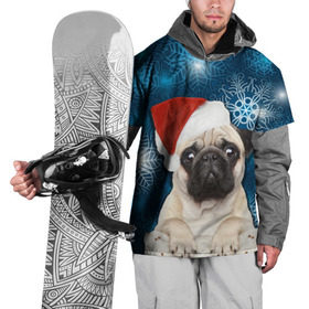 Накидка на куртку 3D с принтом Праздничная пара , 100% полиэстер |  | Тематика изображения на принте: животные | любовь | мопс | новый год | парные | праздники | собаки