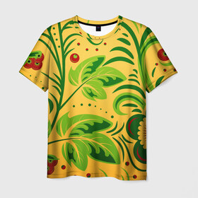 Мужская футболка 3D с принтом Хохлома 5 , 100% полиэфир | прямой крой, круглый вырез горловины, длина до линии бедер | деревня | жар | живопись | новинки | птица | русь | традиции | цветы