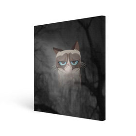 Холст квадратный с принтом Grumpy Cat , 100% ПВХ |  | Тематика изображения на принте: кот | мем | угрюмый
