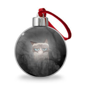 Ёлочный шар с принтом Grumpy Cat , Пластик | Диаметр: 77 мм | Тематика изображения на принте: кот | мем | угрюмый