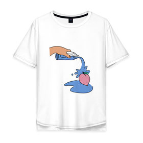 Мужская футболка хлопок Oversize с принтом peach water , 100% хлопок | свободный крой, круглый ворот, “спинка” длиннее передней части | Тематика изображения на принте: peach | tmblr | tumbler | water | вода | персик