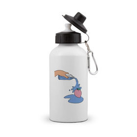Бутылка спортивная с принтом peach water , металл | емкость — 500 мл, в комплекте две пластиковые крышки и карабин для крепления | peach | tmblr | tumbler | water | вода | персик