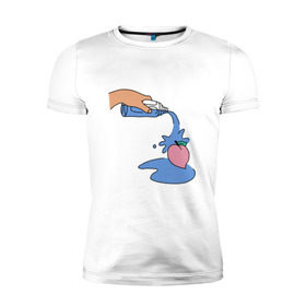 Мужская футболка премиум с принтом peach water , 92% хлопок, 8% лайкра | приталенный силуэт, круглый вырез ворота, длина до линии бедра, короткий рукав | peach | tmblr | tumbler | water | вода | персик
