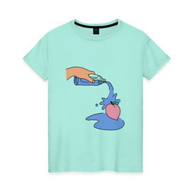 Женская футболка хлопок с принтом peach water , 100% хлопок | прямой крой, круглый вырез горловины, длина до линии бедер, слегка спущенное плечо | peach | tmblr | tumbler | water | вода | персик