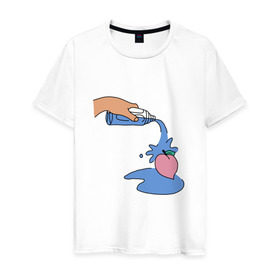 Мужская футболка хлопок с принтом peach water , 100% хлопок | прямой крой, круглый вырез горловины, длина до линии бедер, слегка спущенное плечо. | peach | tmblr | tumbler | water | вода | персик