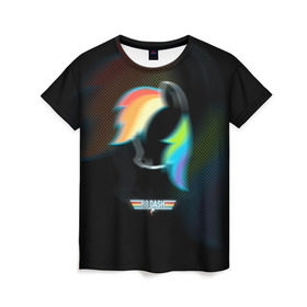 Женская футболка 3D с принтом My Little Pony , 100% полиэфир ( синтетическое хлопкоподобное полотно) | прямой крой, круглый вырез горловины, длина до линии бедер | dash | rainbow | пони | радуга