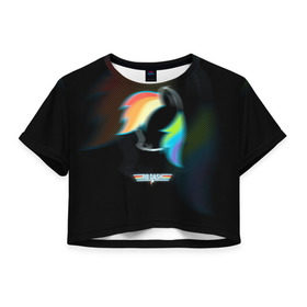 Женская футболка 3D укороченная с принтом My Little Pony , 100% полиэстер | круглая горловина, длина футболки до линии талии, рукава с отворотами | dash | rainbow | пони | радуга